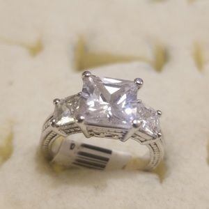 925 Silver 3 CZ Diamond Stone Ring